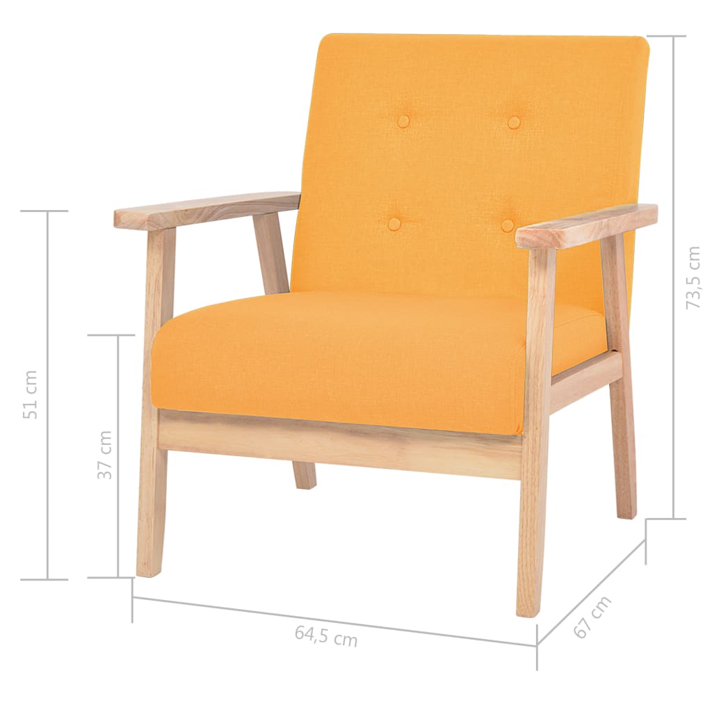 Sofasæt i 3 dele stof - gul, 2 x lænestol + 3-personers sofa - number 12.