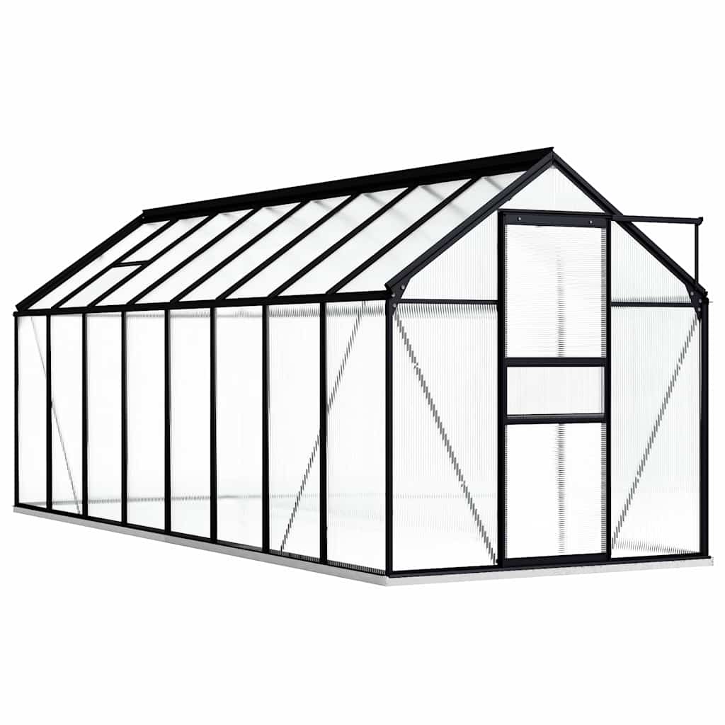 Greenhouse with foundation frame 9.31 m² aluminum anthracite grey - number 1.