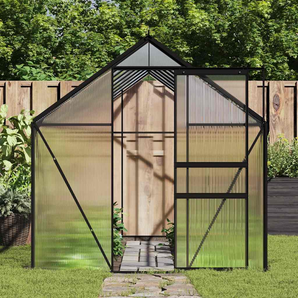 Greenhouse with foundation frame 9.31 m² aluminum anthracite grey - number 3.