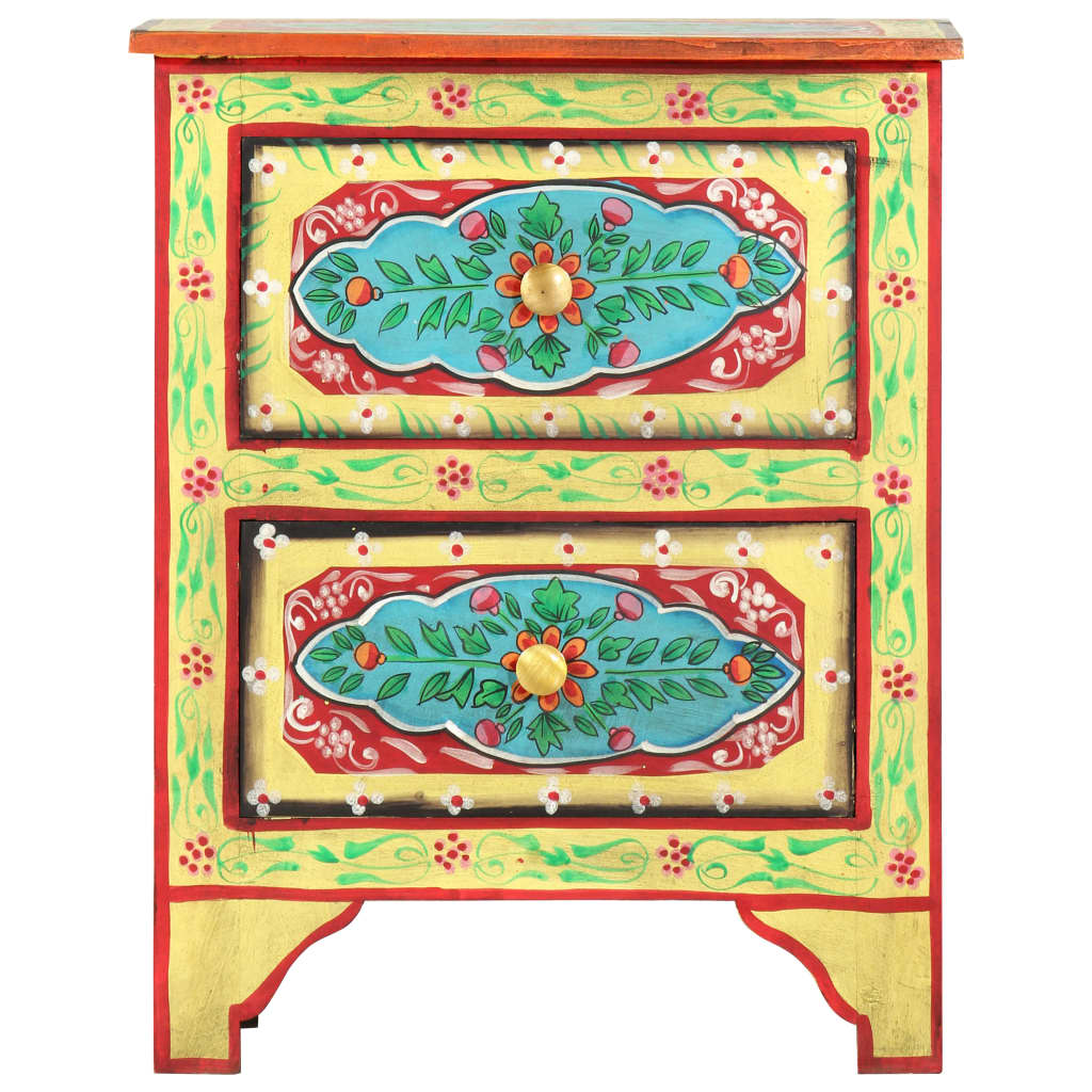 Ručno oslikan noćni ormarić 40x30x50 cm puno drvo manga - limeta zelena, 1 - number 2.