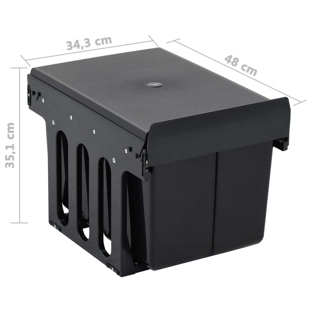 Udtrækkelig affaldsspand til skabslåge blød lukning - 48 x 34.3 x 35.1 cm, 36 l, 2 - number 7.