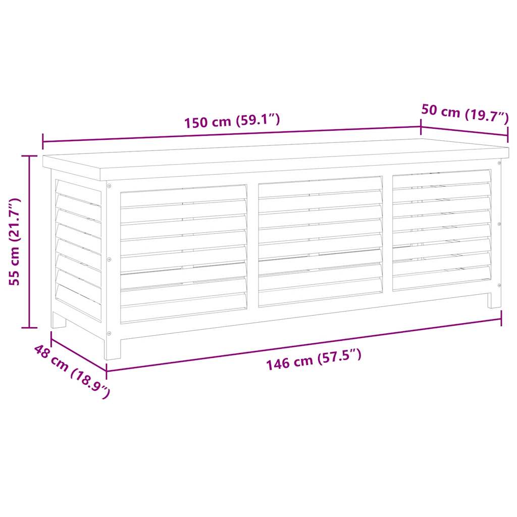Vrtna kutija za pohranu 150x50x55 cm puno drvo eukaliptusa - number 9.