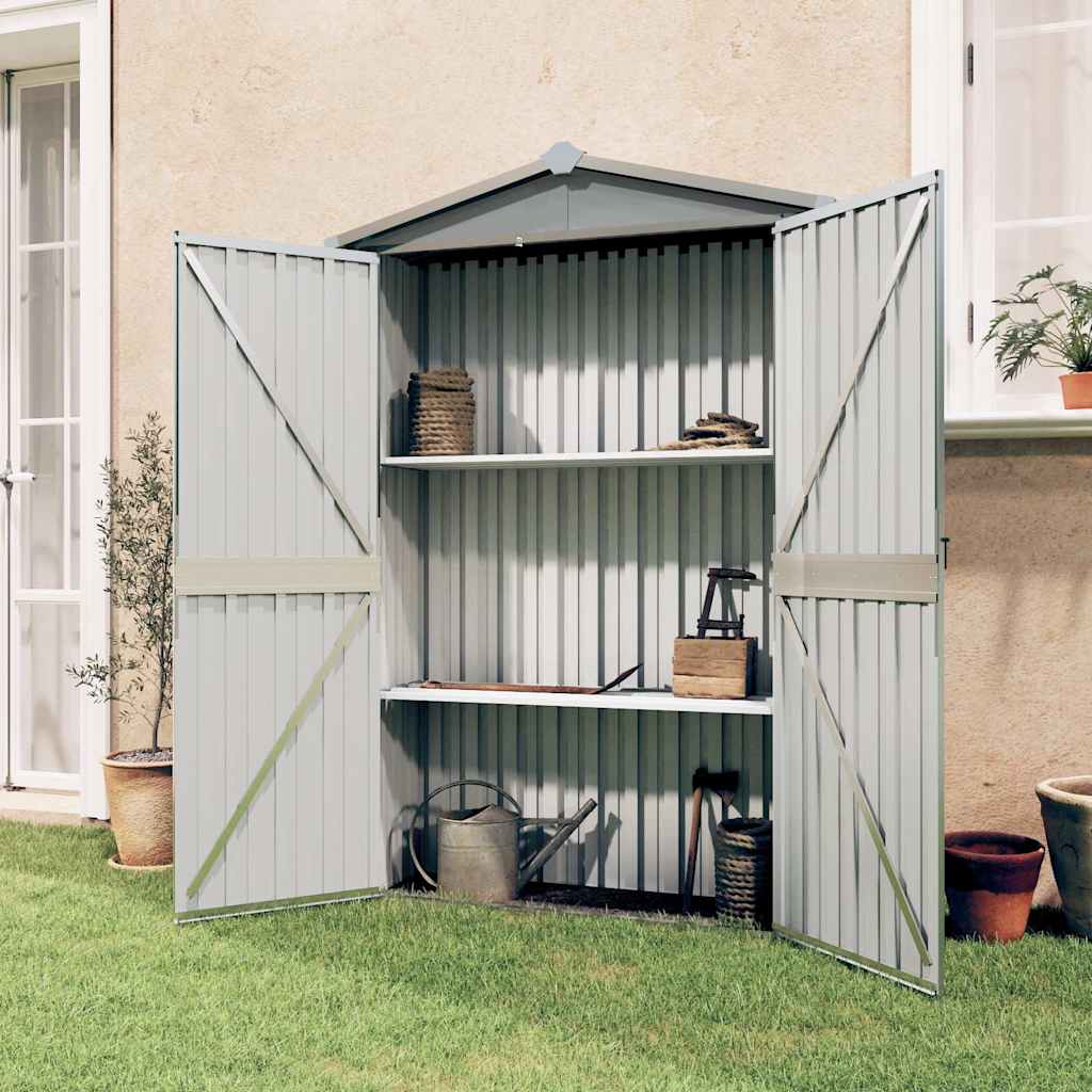 Garden shed 116x45x175 cm galvanized steel - grey, 1 - number 1.