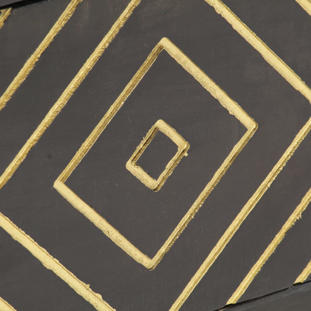 Tv -skap 120x30x40 cm massivt mango tre svart og gullfarget - number 6.