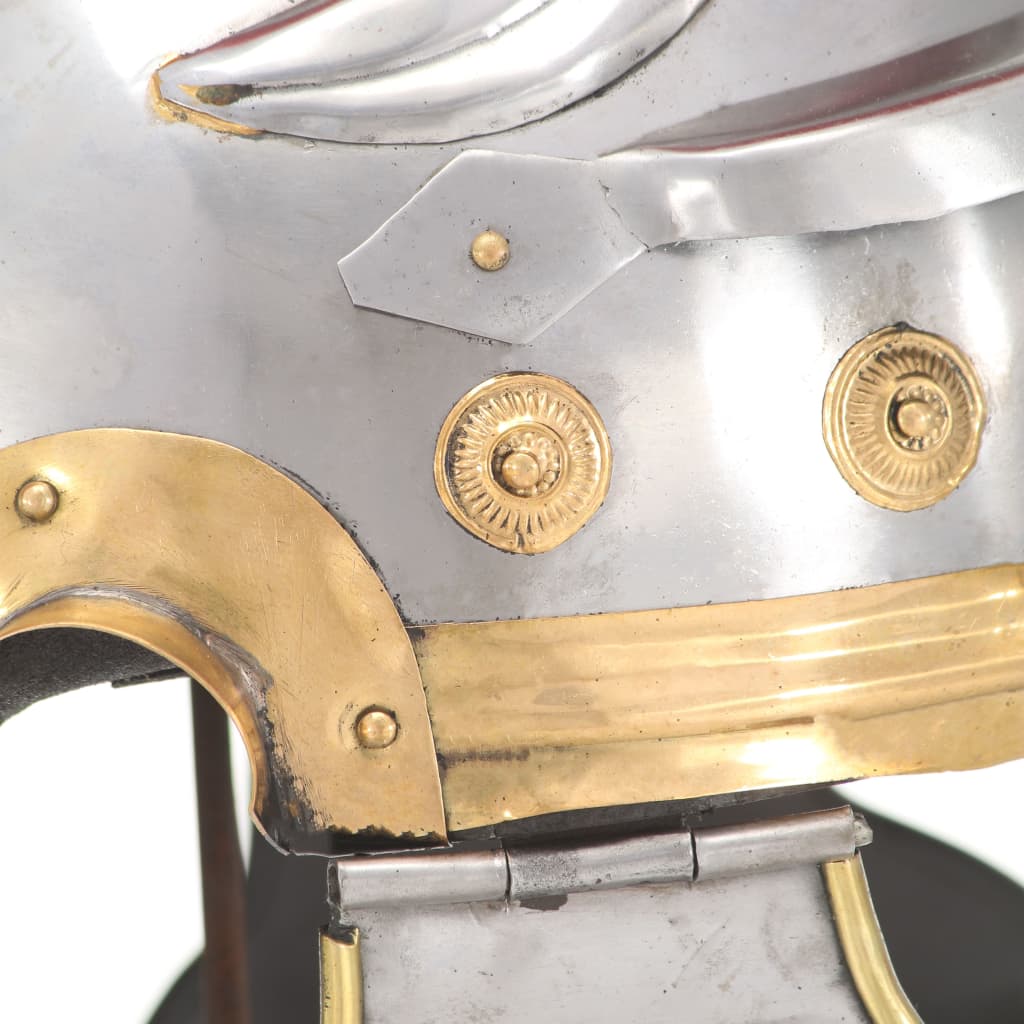 Elmo da soldato romano per gioco di ruolo in acciaio antico color argento - number 6.