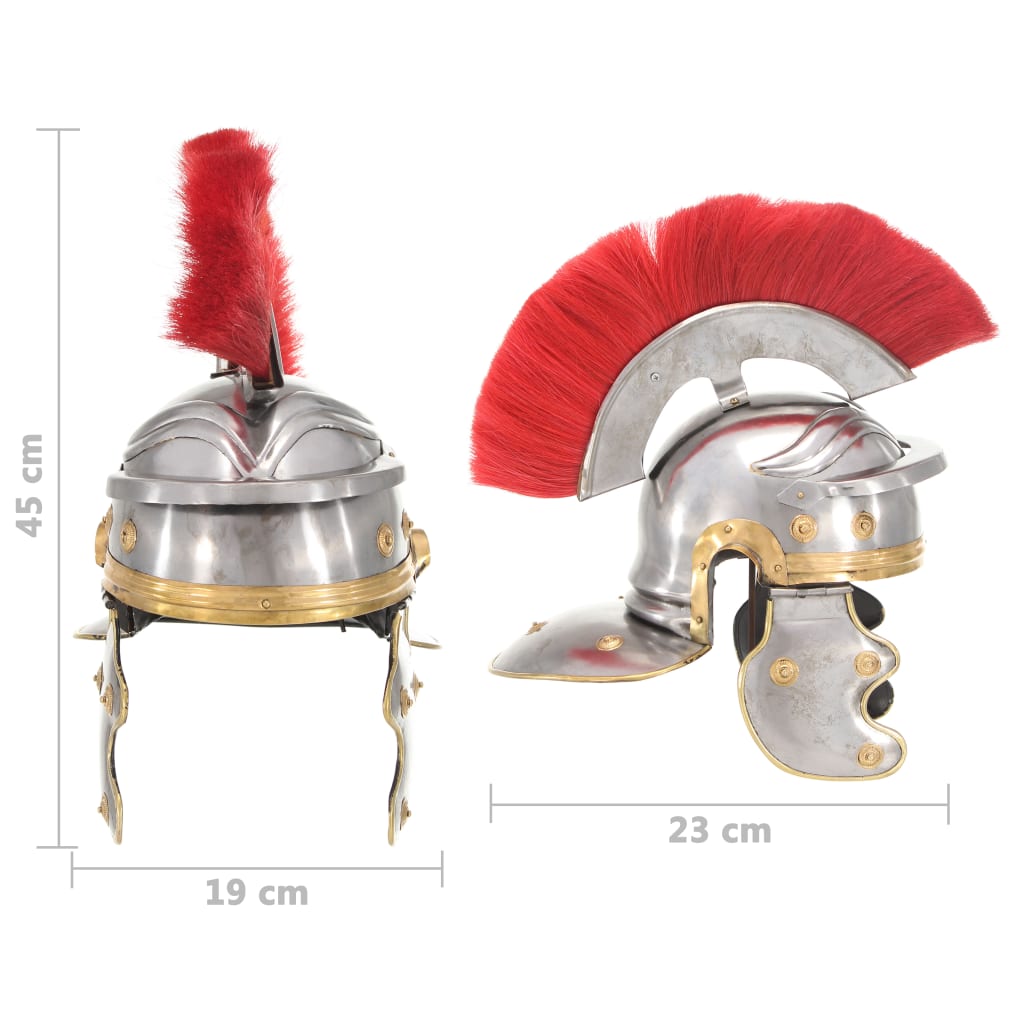 Elmo da soldato romano per gioco di ruolo in acciaio antico color argento - number 8.