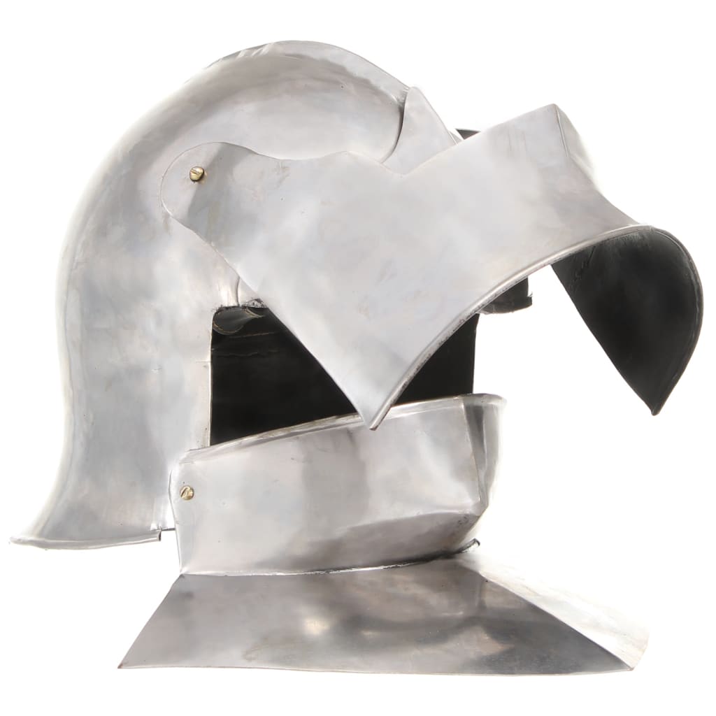 Elmo da cavaliere medievale per gioco di ruolo in acciaio antico color argento - number 2.