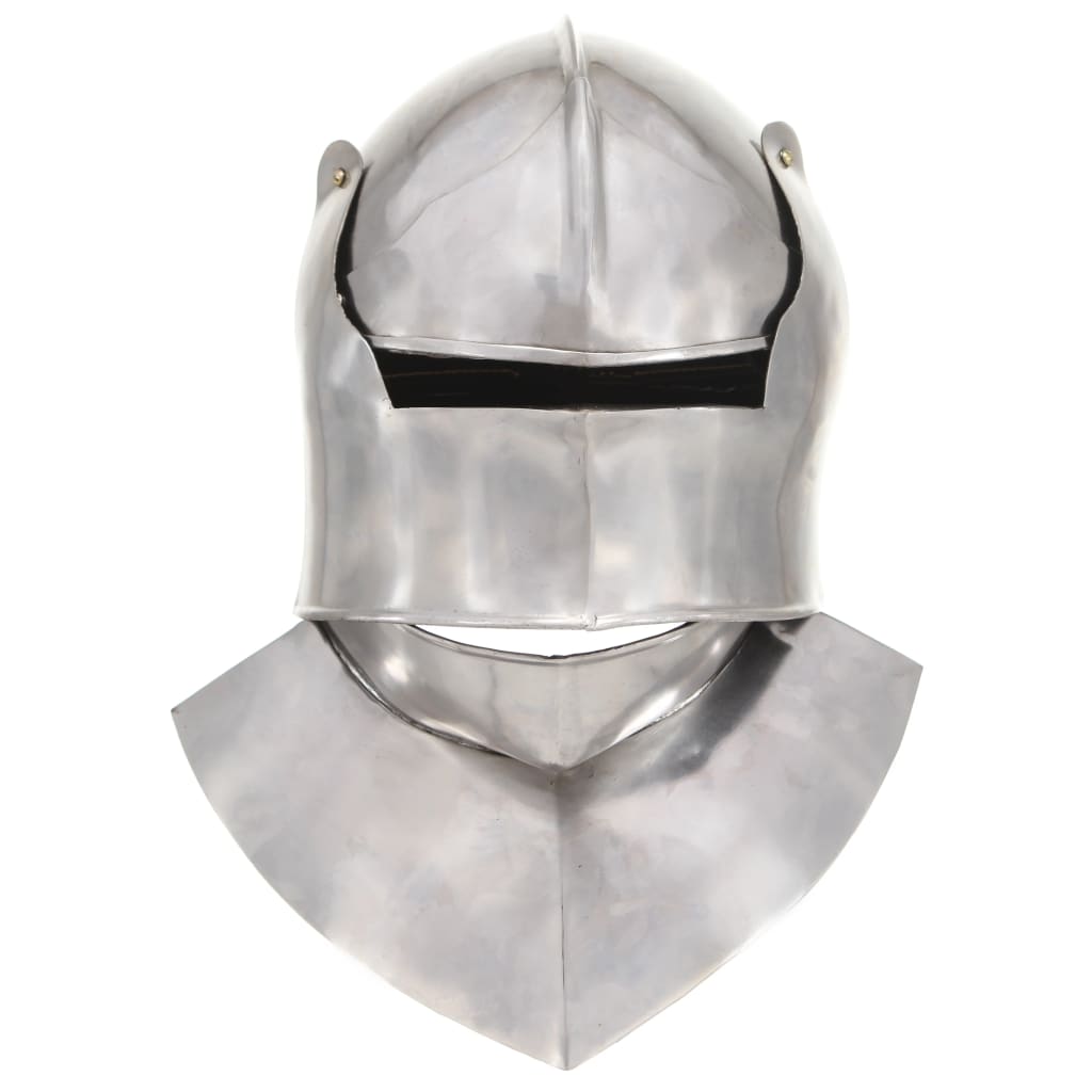 Elmo da cavaliere medievale per gioco di ruolo in acciaio antico color argento - number 3.