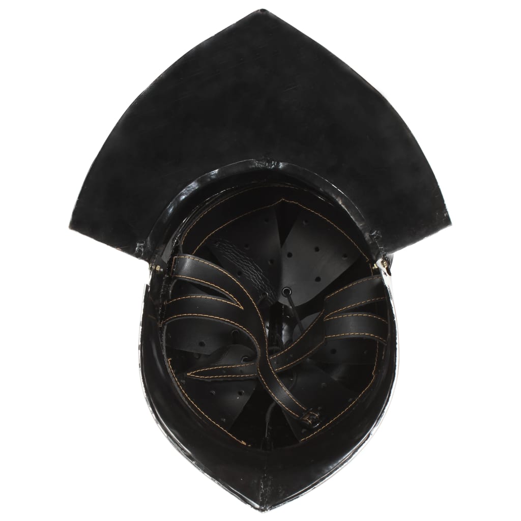 Elmo da cavaliere medievale per gioco di ruolo in acciaio antico color argento - number 6.