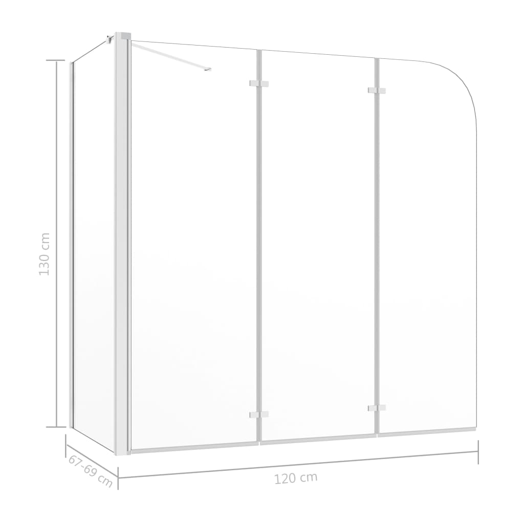 Brusevæg til badekar 120x69x130 cm hærdet glas gennemsigtigt - number 12.