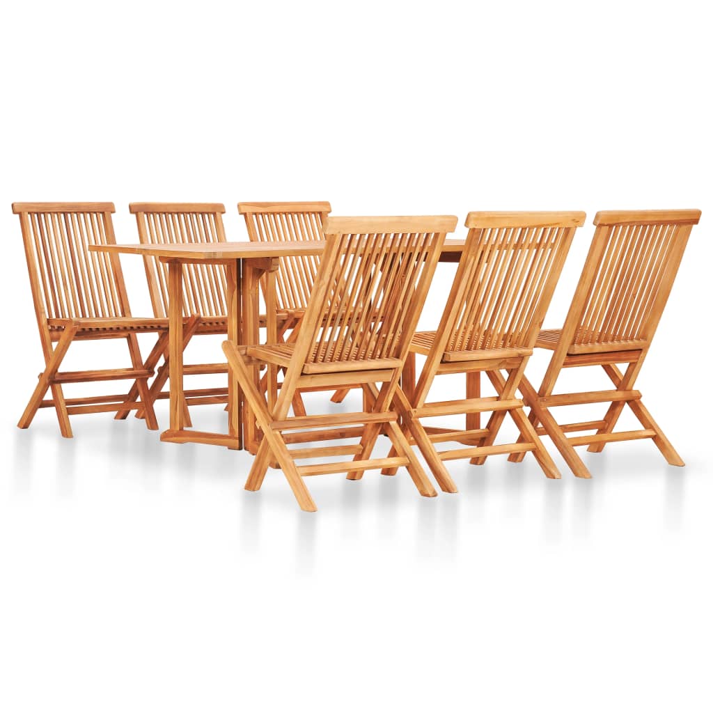 Sammenleggbart utendørs spisebordsett 7 deler heltre teak - 150 x 14 x 75 cm (lxbxh) - number 1.