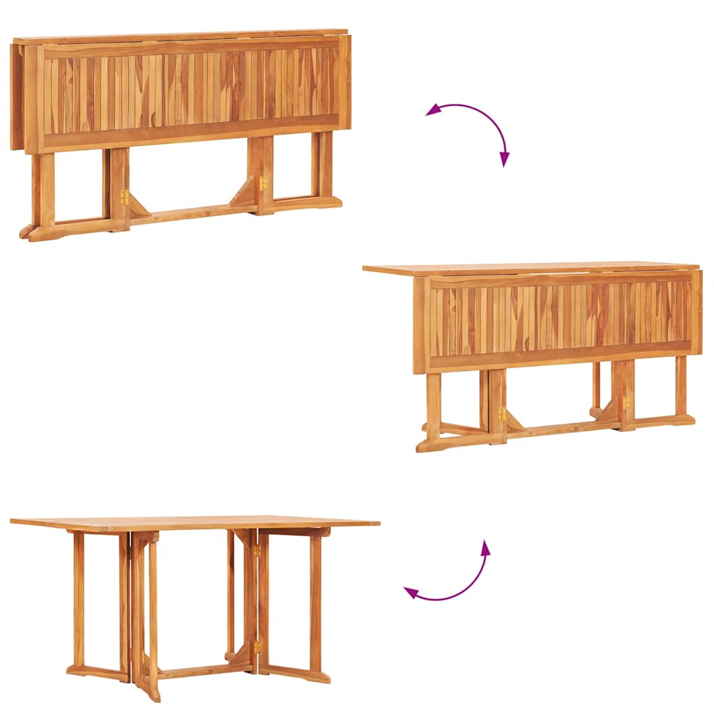 Foldbart havebord 150x90x75 cm massivt teaktræ - number 4.