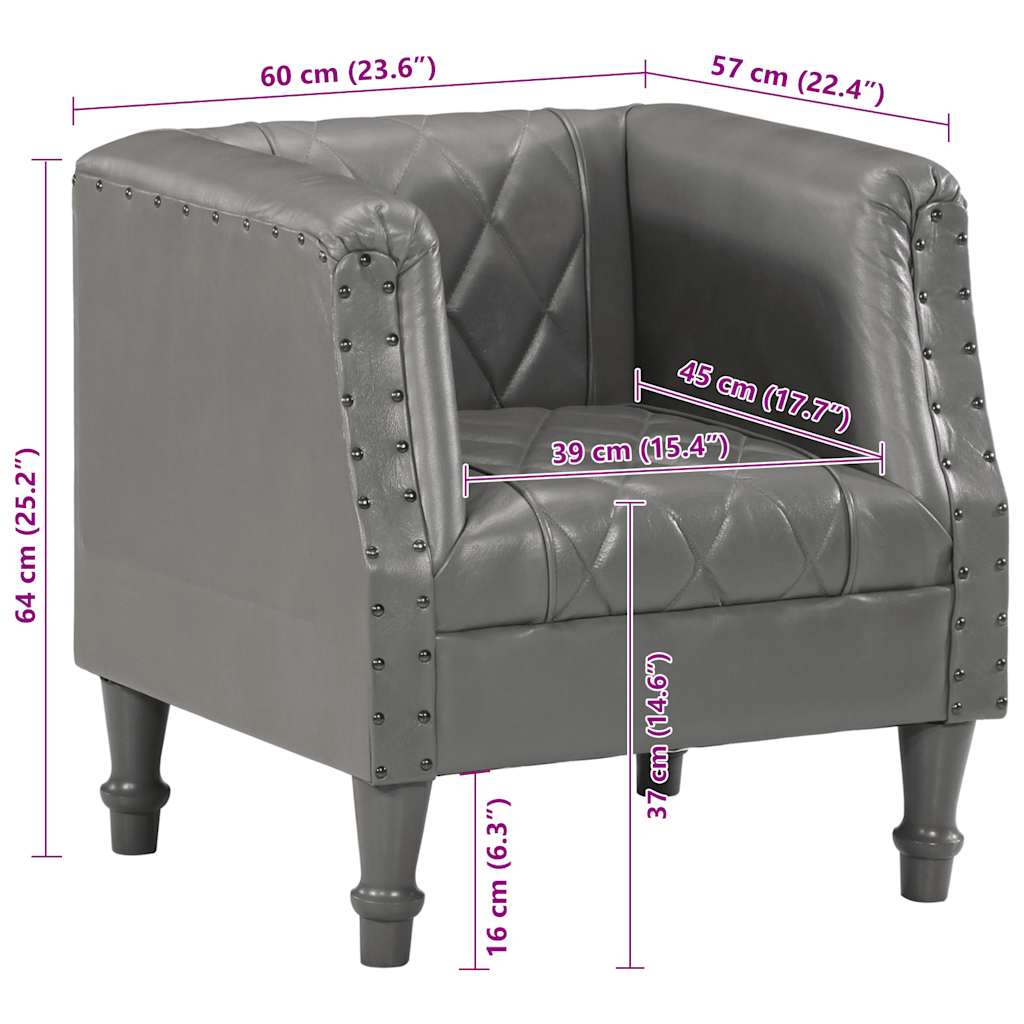 Fotelja prava jareća koža - siva, 1 - number 9.