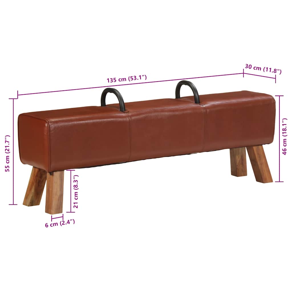 Vintage klupa s ručkama od prave kozje kože - number 8.