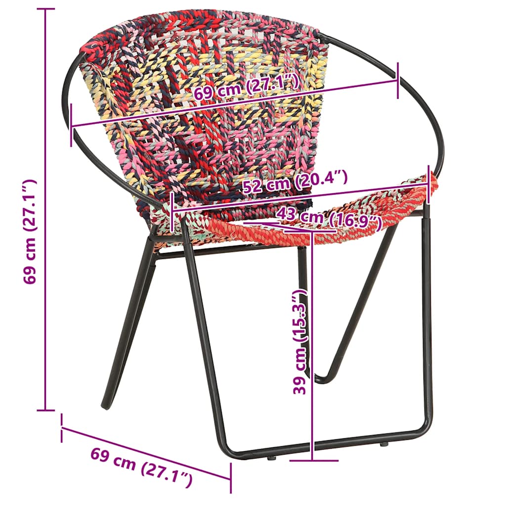 Cirkelformet stol chindi-stof flerfarvet - number 12.