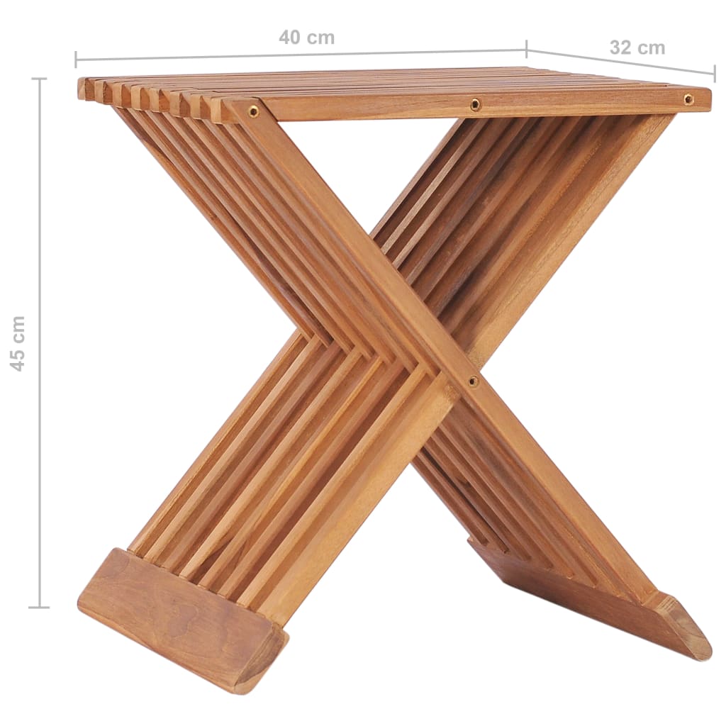 Sammenleggbar krakk 40x32x45 cm heltre teak - number 8.