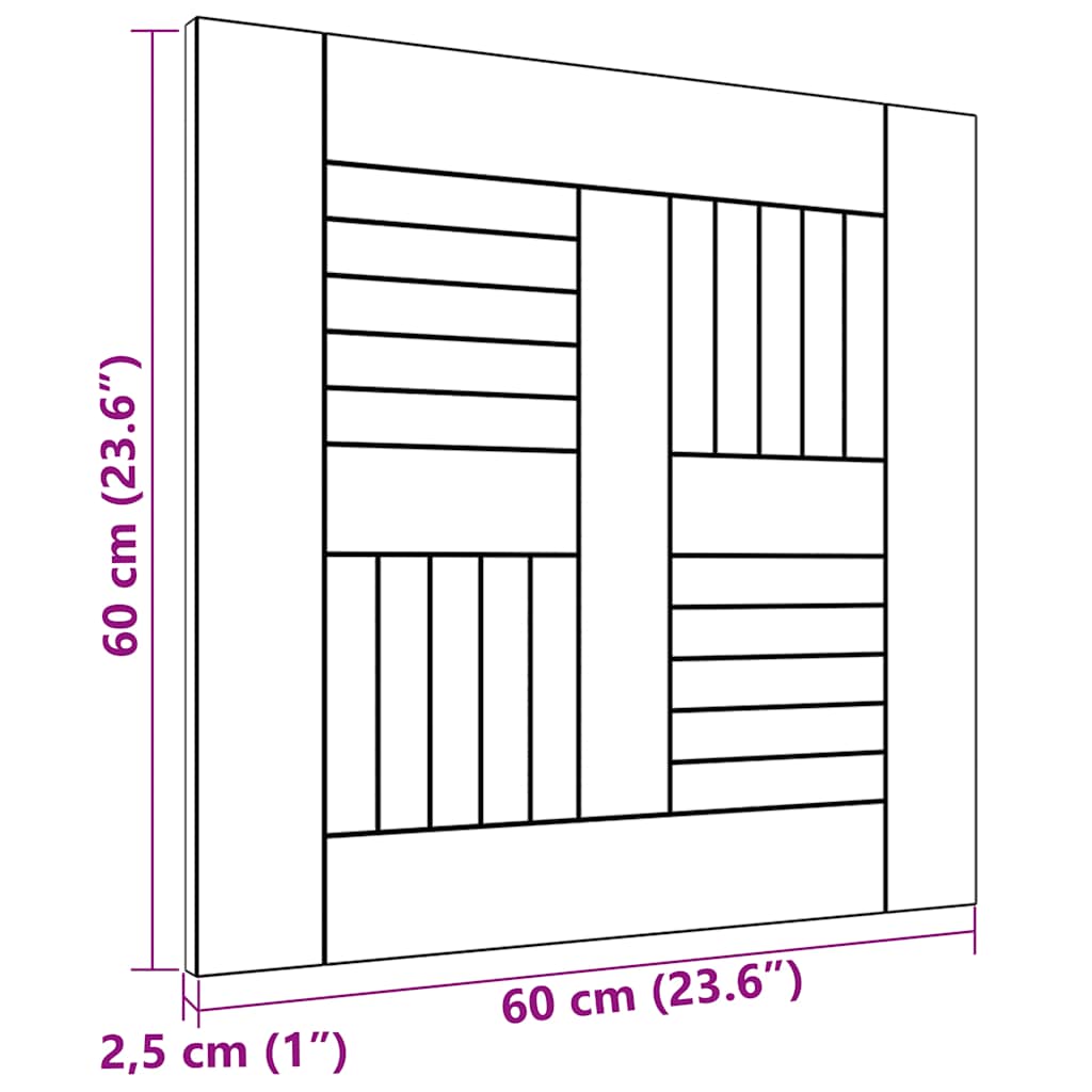 Bordplade 60x60x2,5 cm massivt teaktræ - number 6.