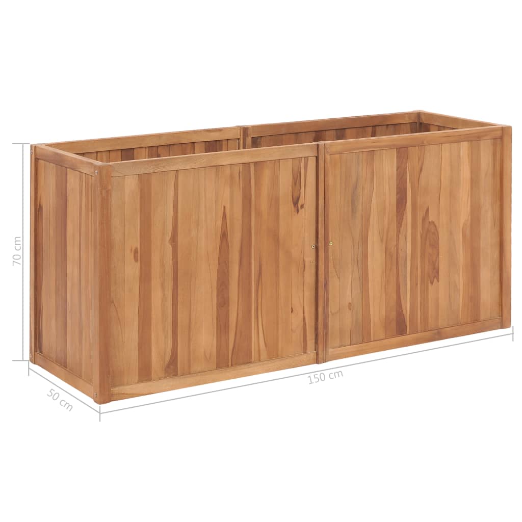 Raised planter 150x50x70 cm solid teak wood - number 6.