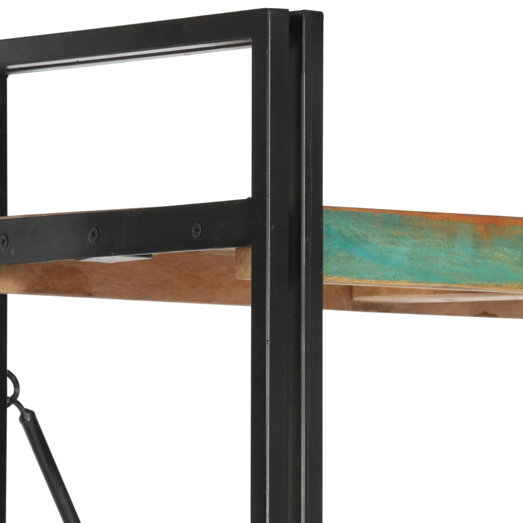 Bogreol med 5 hylder 60x30x180 cm massivt genbrugstræ - number 4.