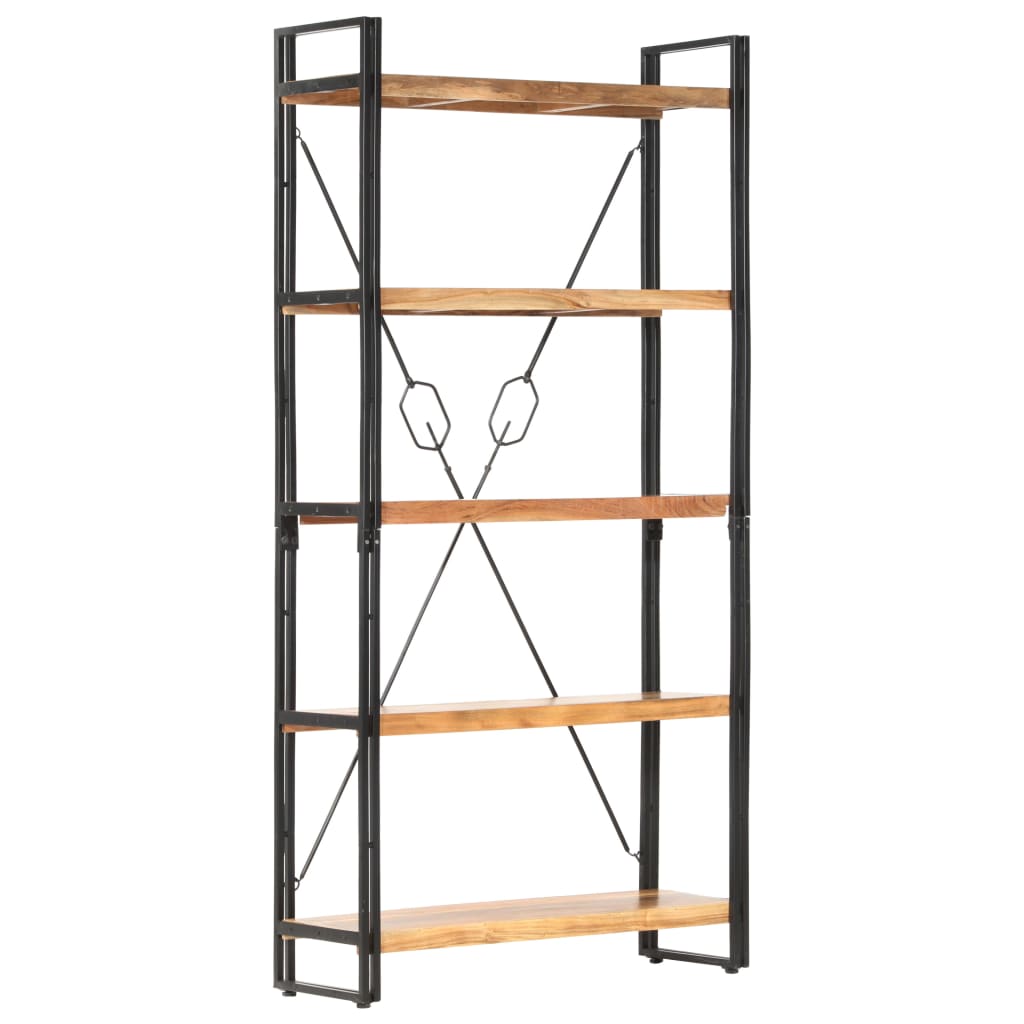 Regał z 5 półkami 90x30x180 cm lite drewno akacjowe - number 9.