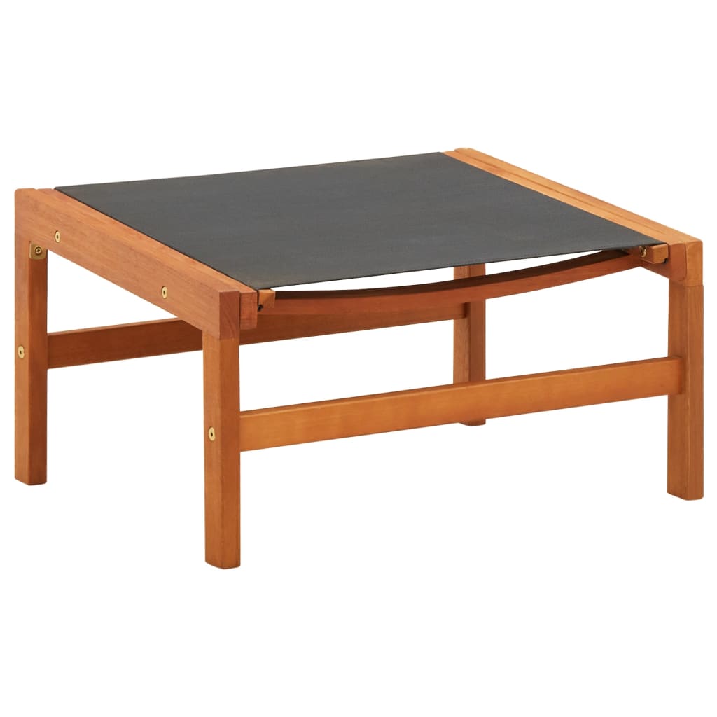 Vrtna stolica s naslonom za noge puno drvo eukaliptusa i tekstil - crna, 1, s tabureom - number 6.