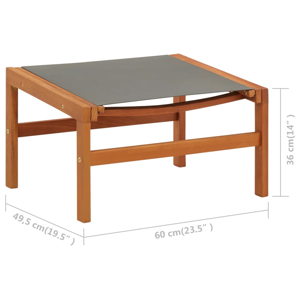 Krzesło ogrodowe z podnóżkiem lite drewno eukaliptusowe i szare tkaniny - number 11.