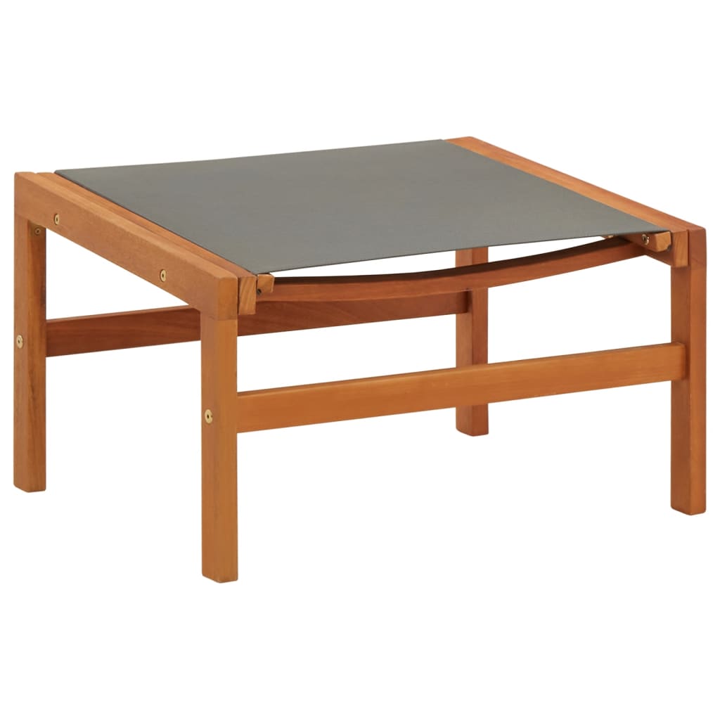 Krzesło ogrodowe z podnóżkiem lite drewno eukaliptusowe i szare tkaniny - number 6.