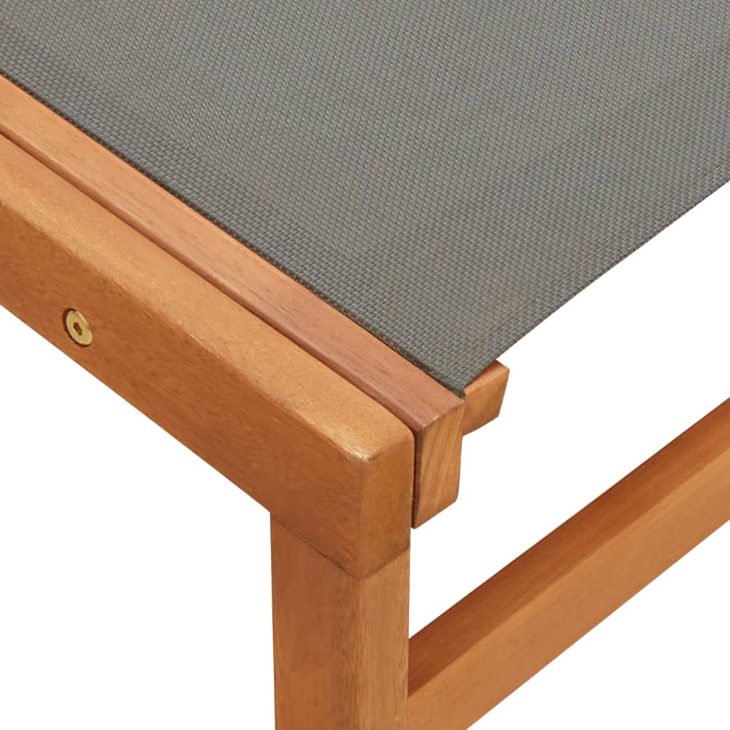 Krzesło ogrodowe z podnóżkiem lite drewno eukaliptusowe i szare tkaniny - number 9.