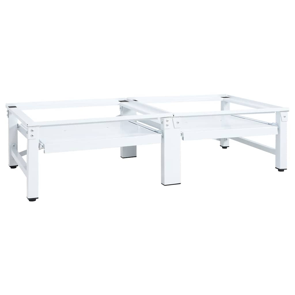 Plinth for washing machine and tumble dryer with pull-out shelves white - number 1.