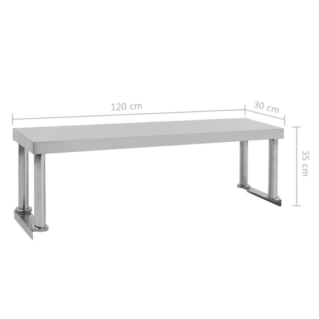 Gornja polica za radni stol 120x30x35 cm inox - number 7.