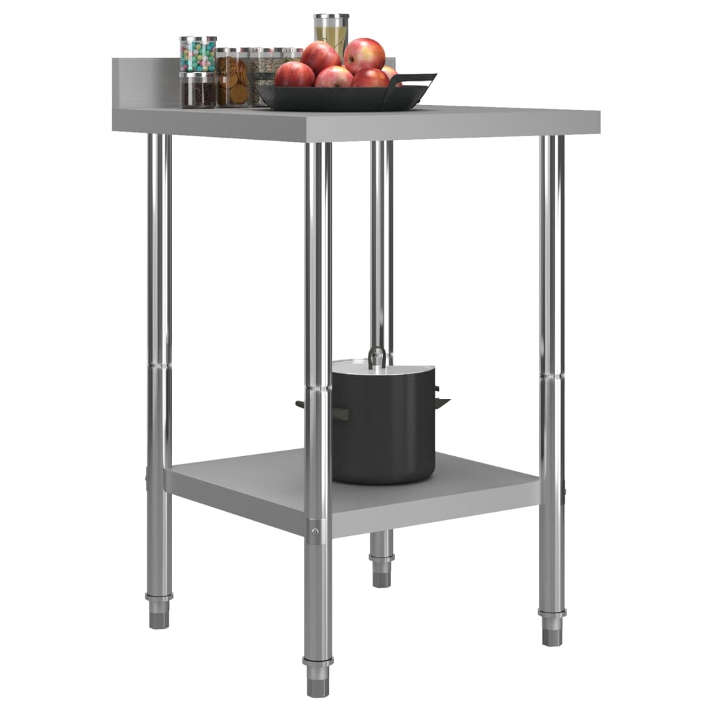 Tavolo da lavoro per cucina con paraschizzi 60x60x93 cm acciaio inox - number 2.