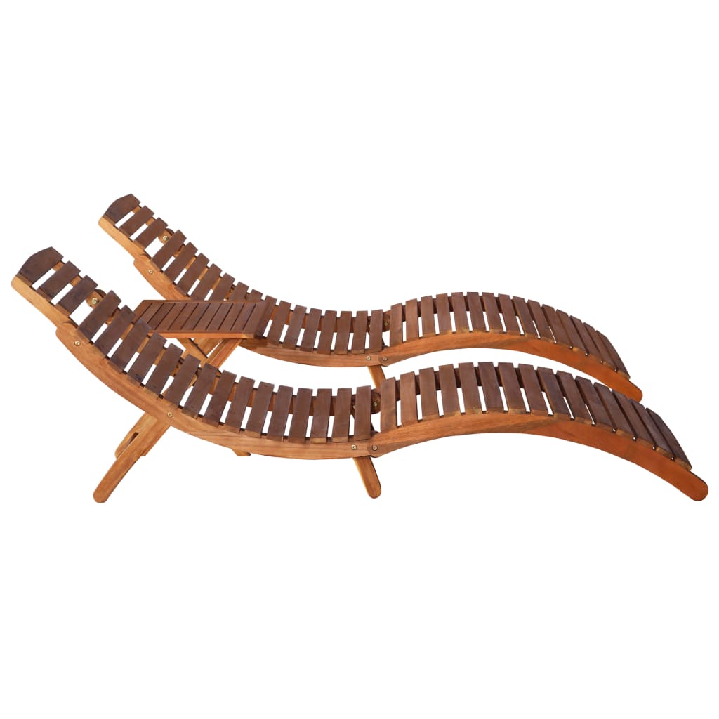 Liggestole med tebord 3 dele massivt akacietræ - number 3.