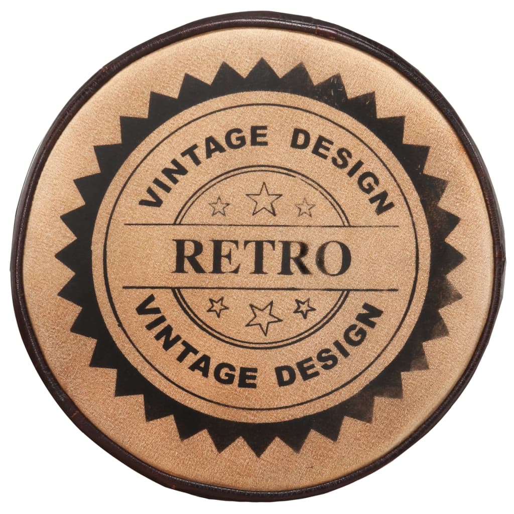 Barstole med lærredsprint 2 stk. ægte læder sort og brun - number 7.