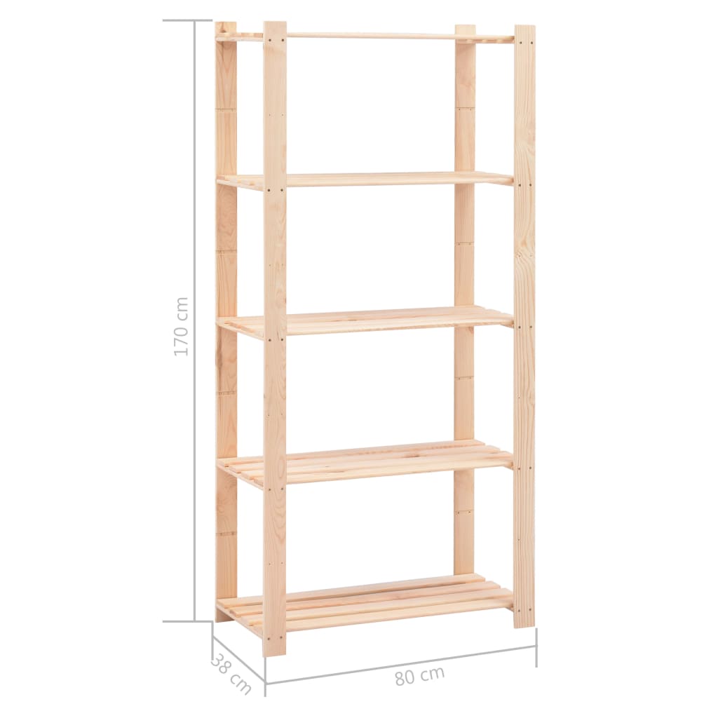 Ripiani 2 pz. 5 ripiani 80x38x170 cm pino massello 250 kg - number 8.