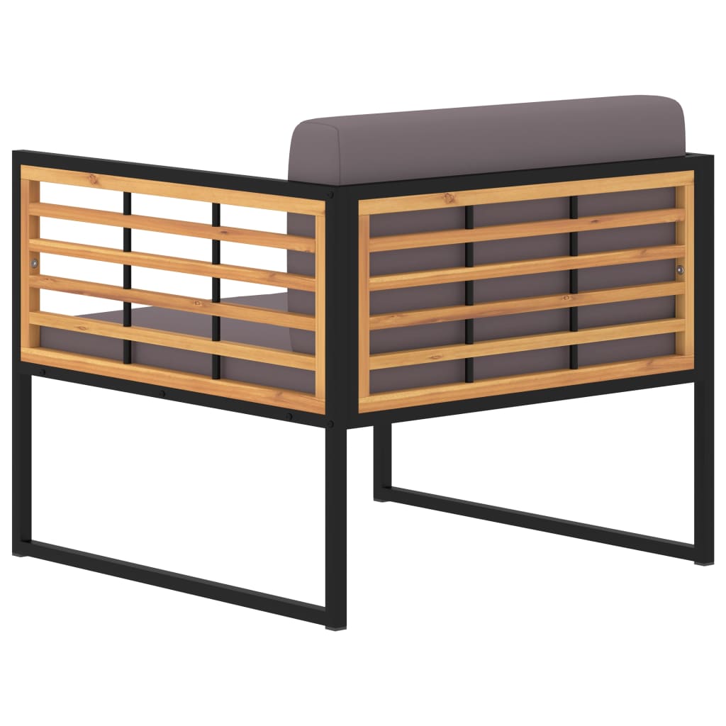 Havestole med hynder 2 stk. massivt akacietræ mørkegrå - number 4.