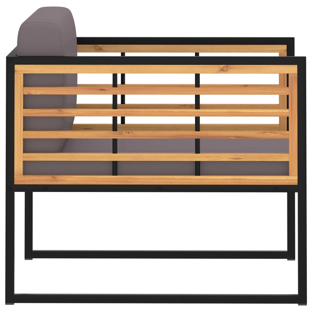 Havestole med hynder 2 stk. massivt akacietræ mørkegrå - number 3.