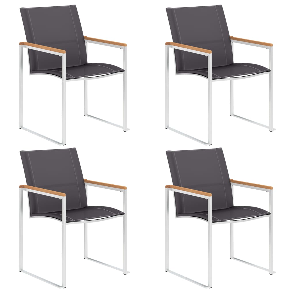 Havestole 4 stk. textilene og rustfrit stål grå - number 1.