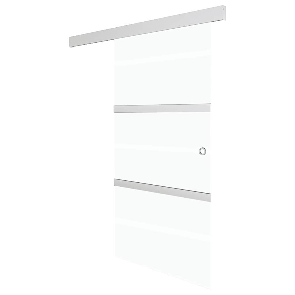 Skydedør 76x212 cm hærdet glas og aluminium sølvfarvet - number 2.