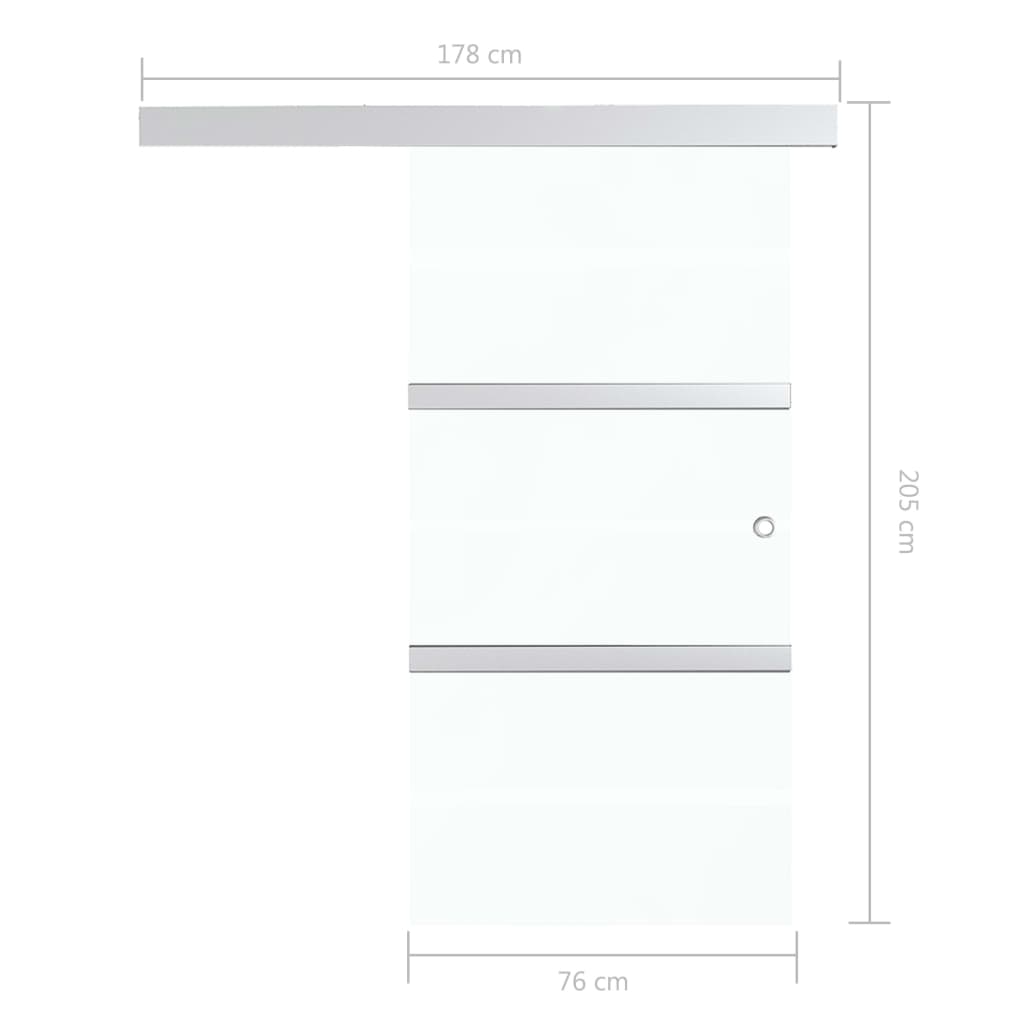 Skydedør med bløde stop hærdet glas og aluminium - 76 x 205 cm, 1, med blødt stop - number 8.