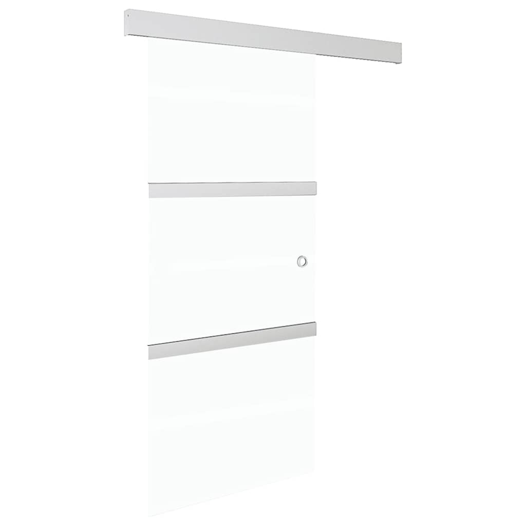 Skydedør hærdet glas og aluminium sølvfarvet - 90 x 212 cm, 1, uden blødt stop - number 2.