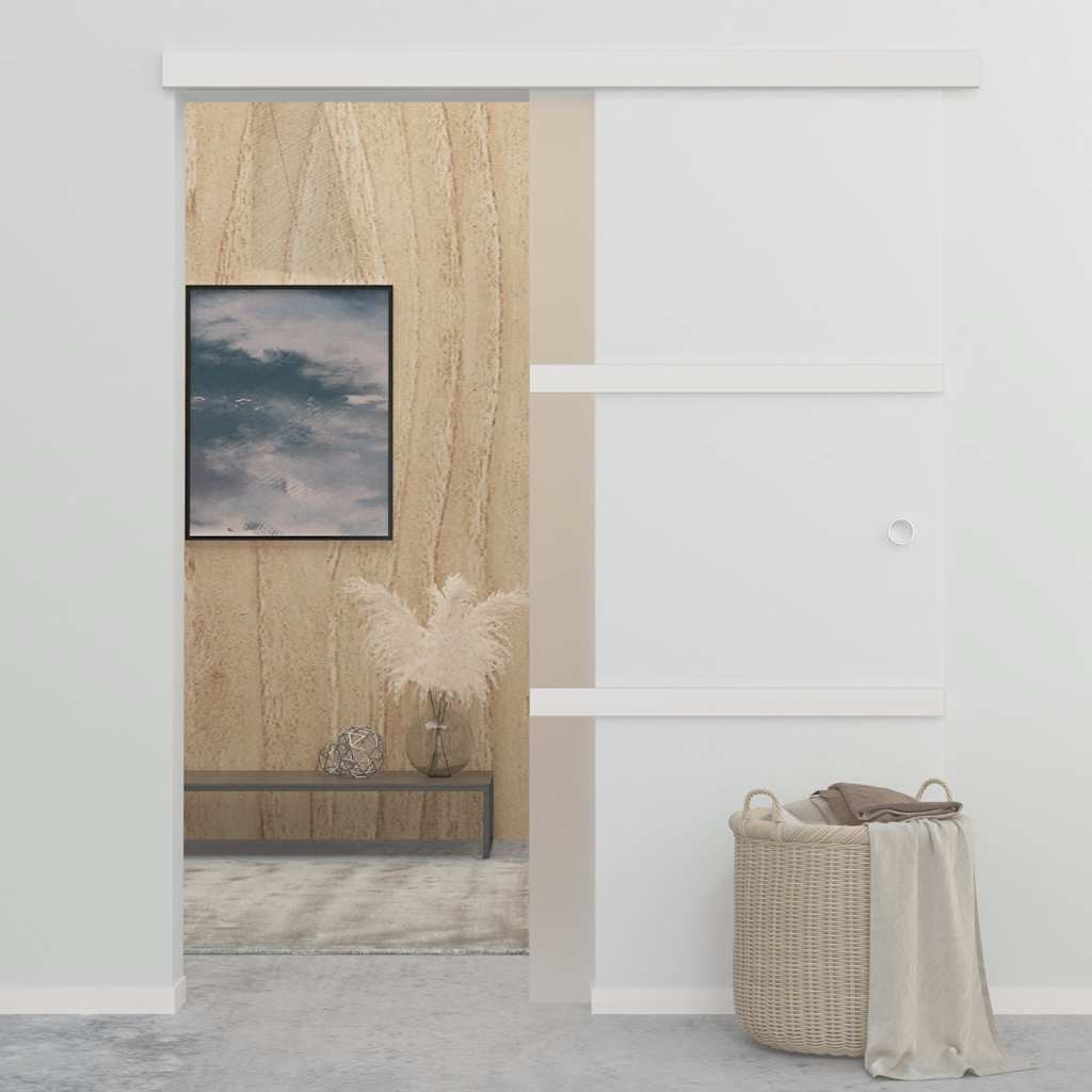 Skydedør hærdet glas og aluminium sølvfarvet - 90 x 212 cm, 1, uden blødt stop - number 3.