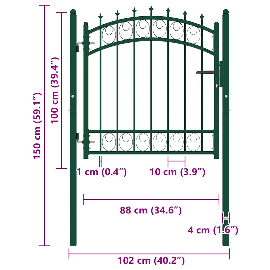 Hegnslåge med spydtop - grøn, 100 x 100 cm - number 5.