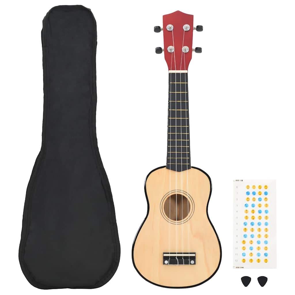 Ukulele set sopran s torbom za djecu svijetlo drvo - svijetlosmeđa, 21" - number 1.