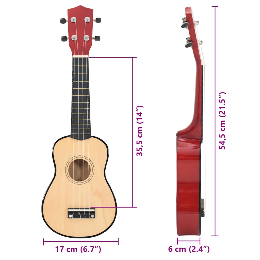 Ukulele set sopran s torbom za djecu svijetlo drvo - svijetlosmeđa, 21" - number 9.