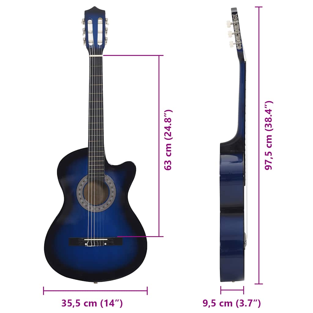 Klasični western gitarski set od 12 komada sa 6 žica - plavi, 38" - number 12.