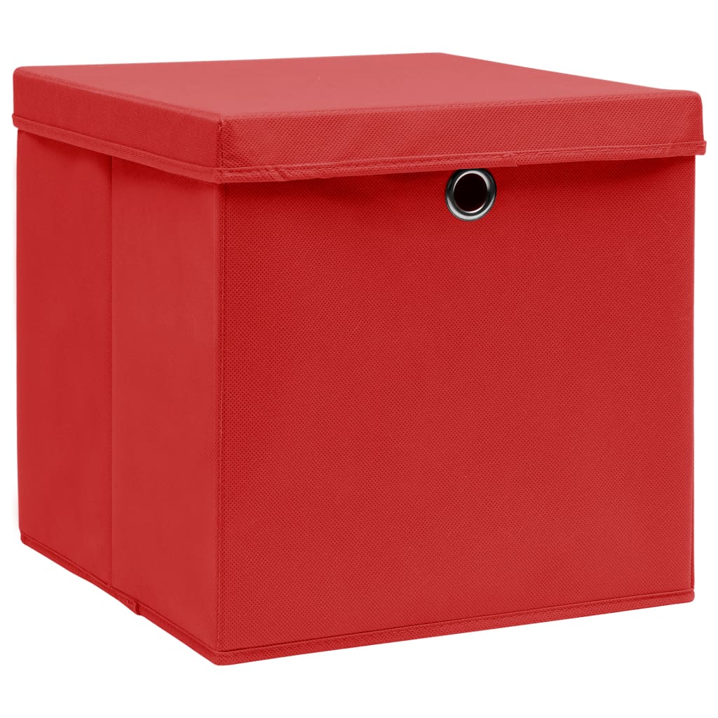 Storage boxes with lids pcs. 32x32x32 fabric red - red with lid, 4, 1 - number 2.