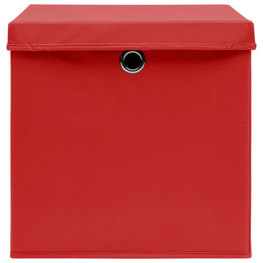Storage boxes with lids pcs. 32x32x32 fabric red - red with lid, 4, 1 - number 4.