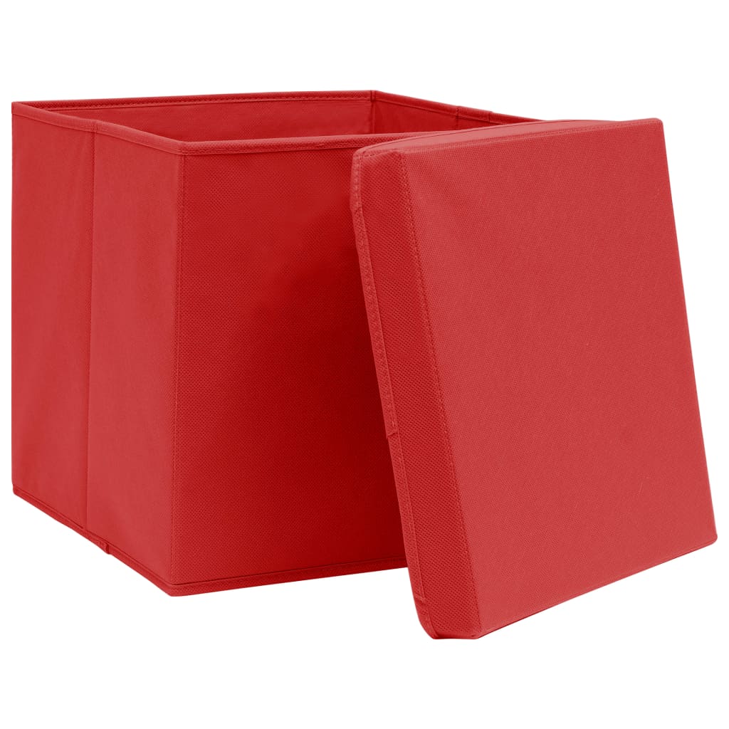 Storage boxes with lids pcs. 32x32x32 fabric red - red with lid, 4, 1 - number 3.