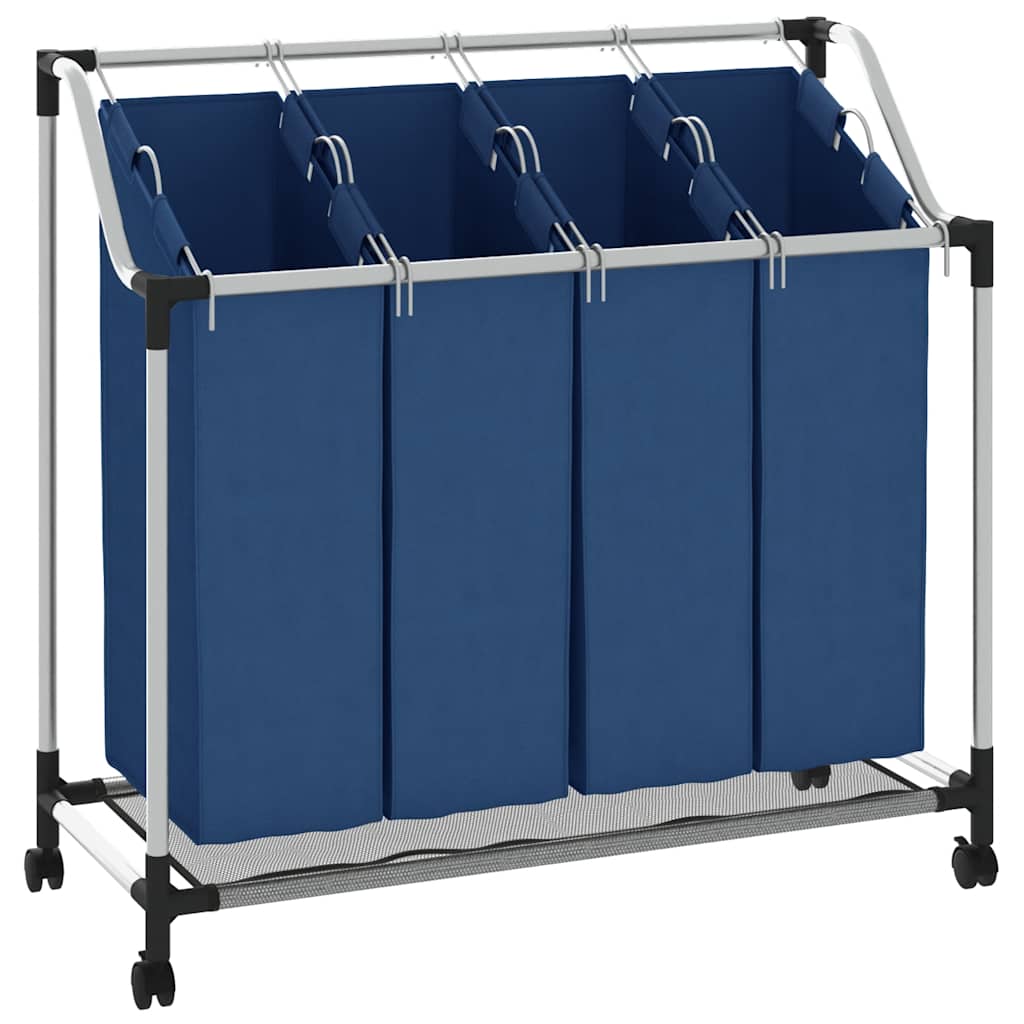 Laundry basket with 4 bags steel blue - number 1.
