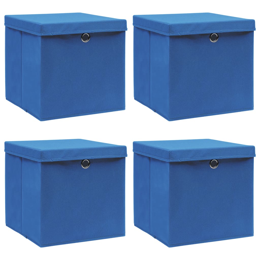 Storage boxes with lid pcs. 32x32x32 fabric blue - blue with lid, 4, 1 - number 1.
